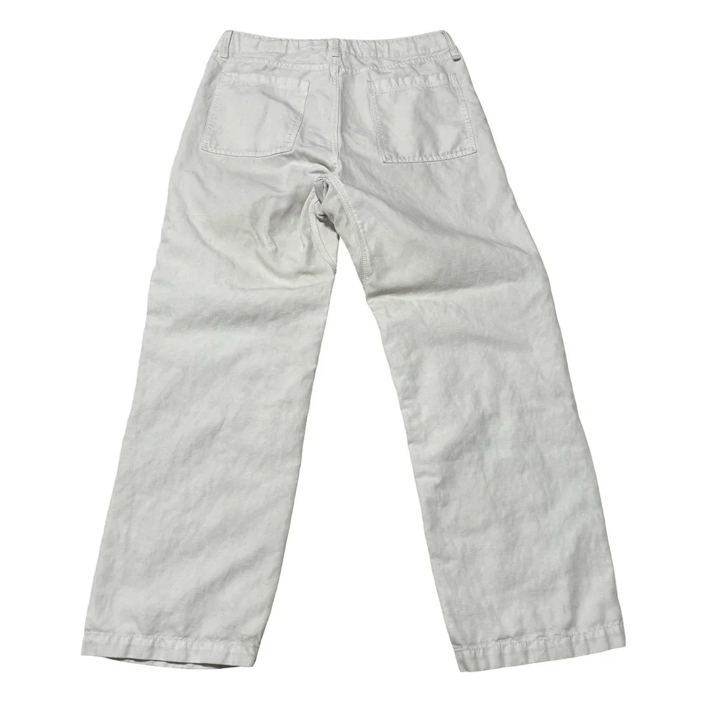 Banana Republic Women's Baggy Linen Blend Pants Ivory‎ *Stained* Size 33 x 29